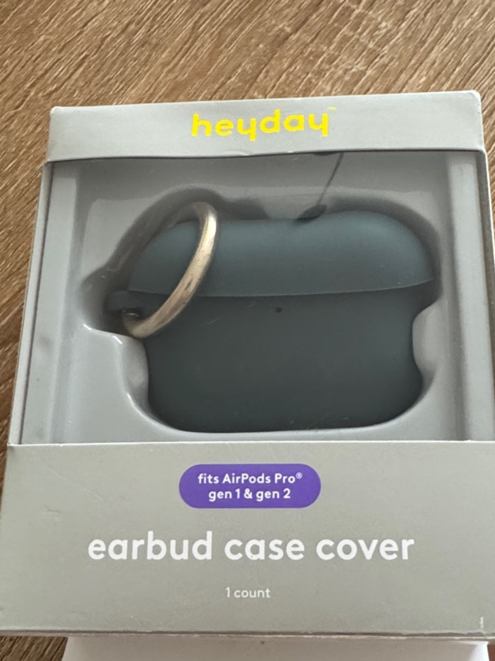 heyday Silicone Earbud Case Cover in Slate Green with Keyring